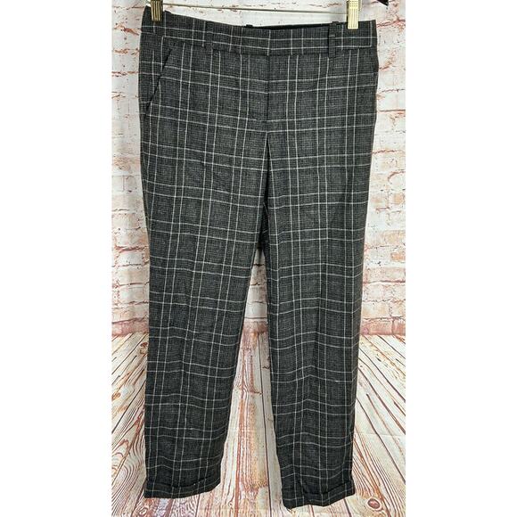 J. Crew Cafe Capri Tartan Plaid Wool Pant Sz 0 Ankle Trouser Career Academia - Picture 3 of 6